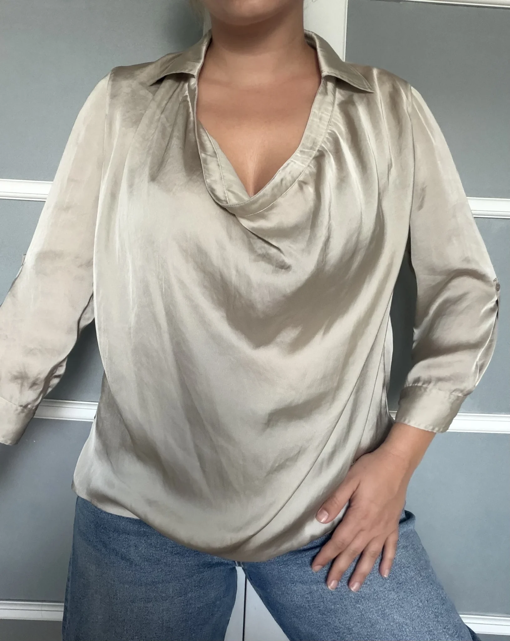 Image for Blouse Vince taille 6 écru doré col tombant
