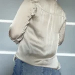 Thumbnail for Blouse Vince taille 6 écru doré col tombant