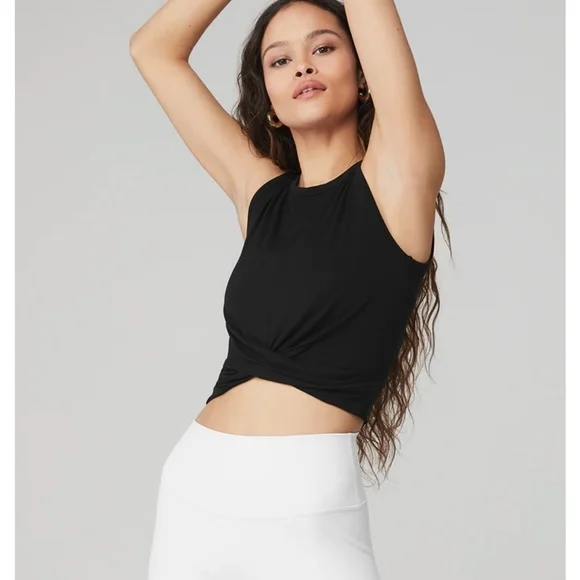 Haut Alo Yoga taille S noir noué sur le devant Alo Yoga seconde main