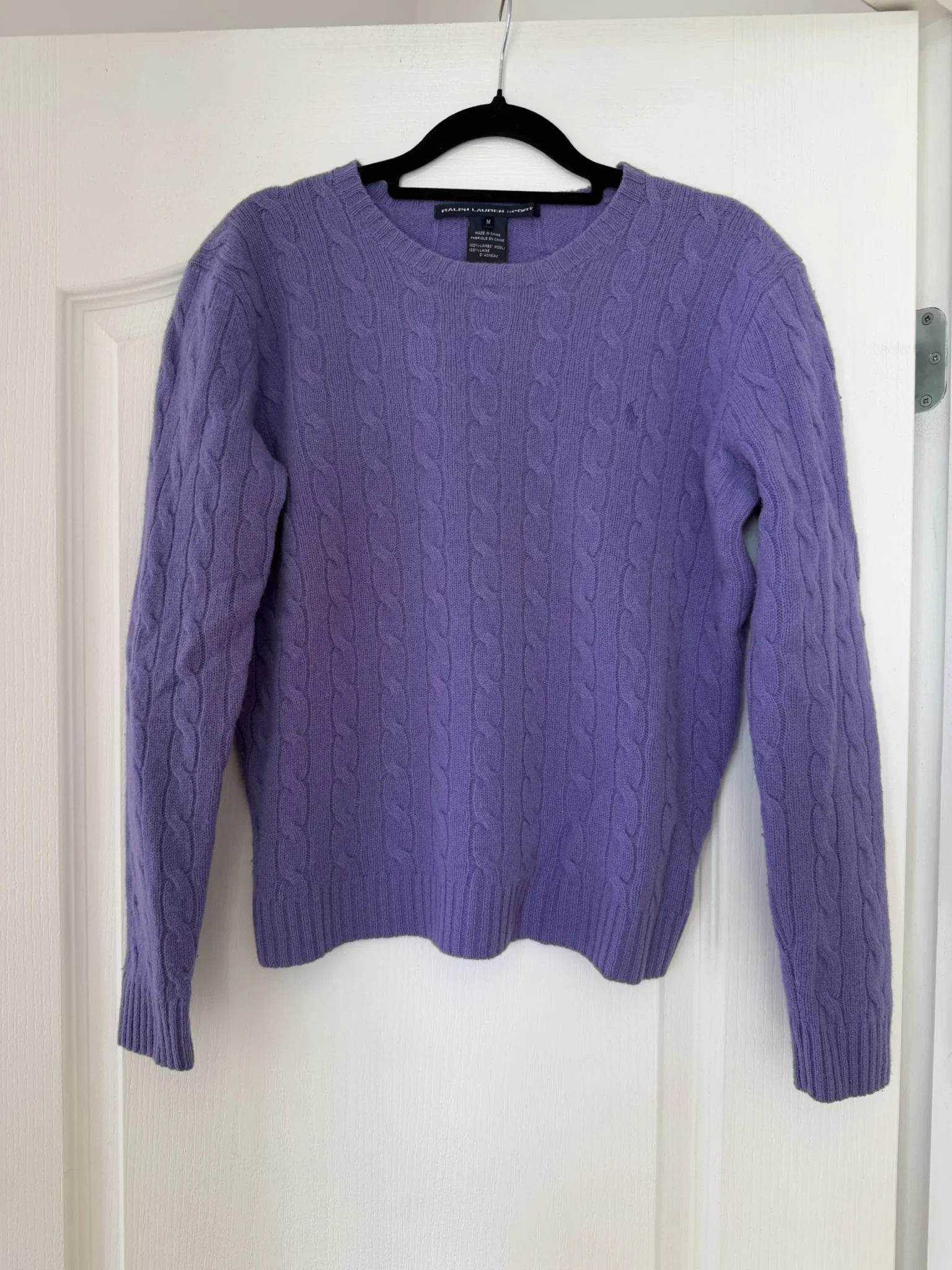 Image for Ralph Lauren Sport women's purple cable-knit jumper, size M