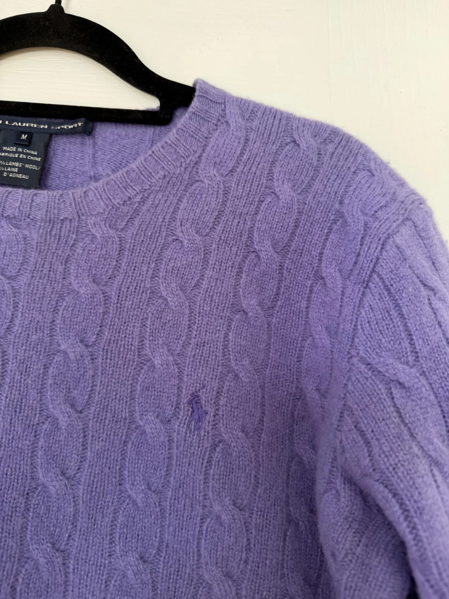 Image for Ralph Lauren Sport women's purple cable-knit jumper, size M
