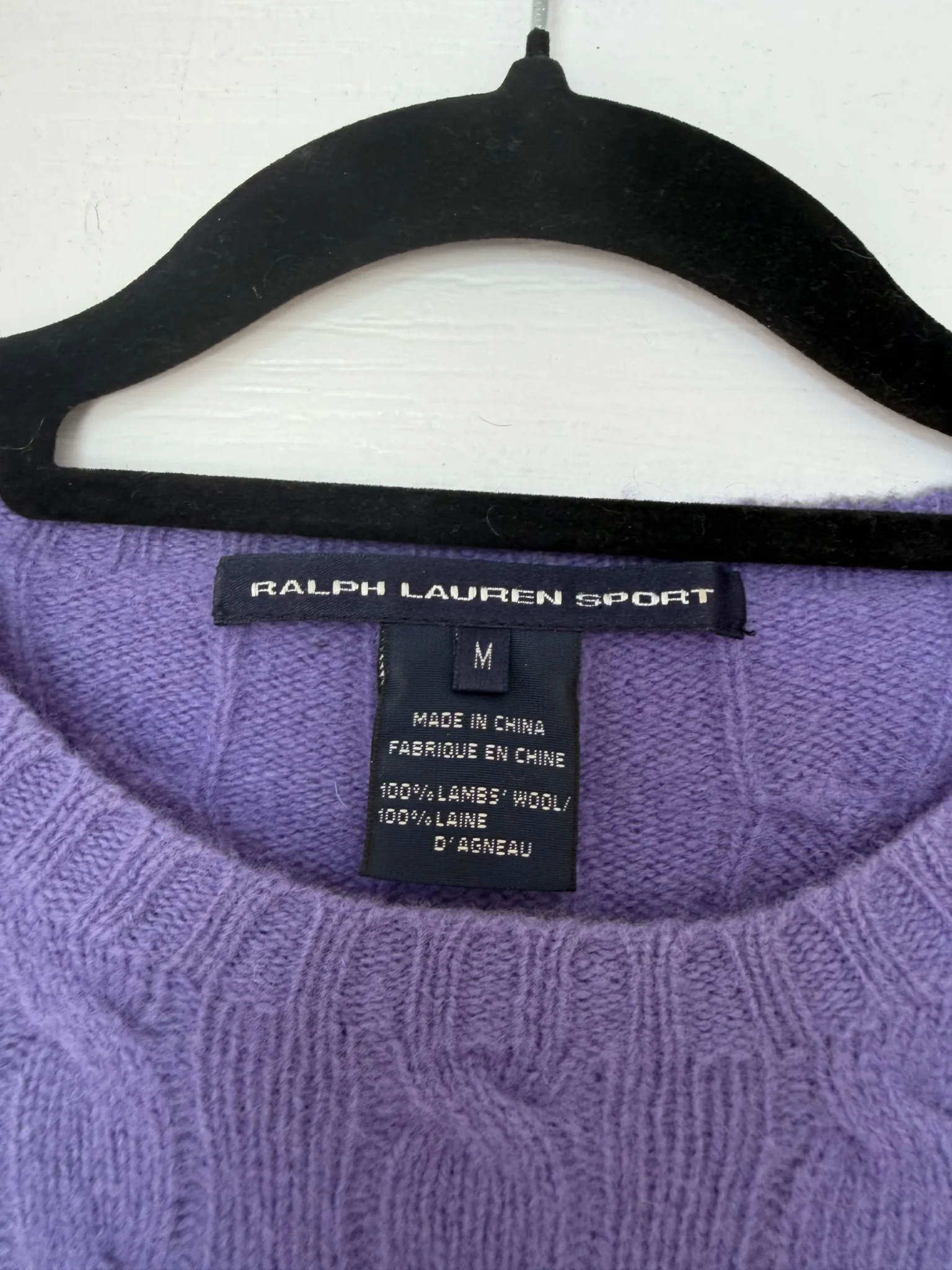 Image for Ralph Lauren Sport women's purple cable-knit jumper, size M
