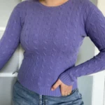 Thumbnail for Ralph Lauren Sport women's purple cable-knit jumper, size M