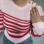 Thumbnail for Pinko women’s red and pink jumper, size L, with gold buttons