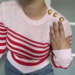 Thumbnail for Pinko women’s red and pink jumper, size L, with gold buttons