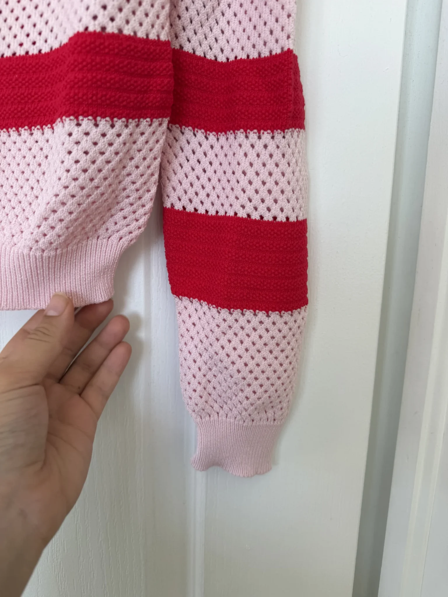 Image for Pinko women’s red and pink jumper, size L, with gold buttons