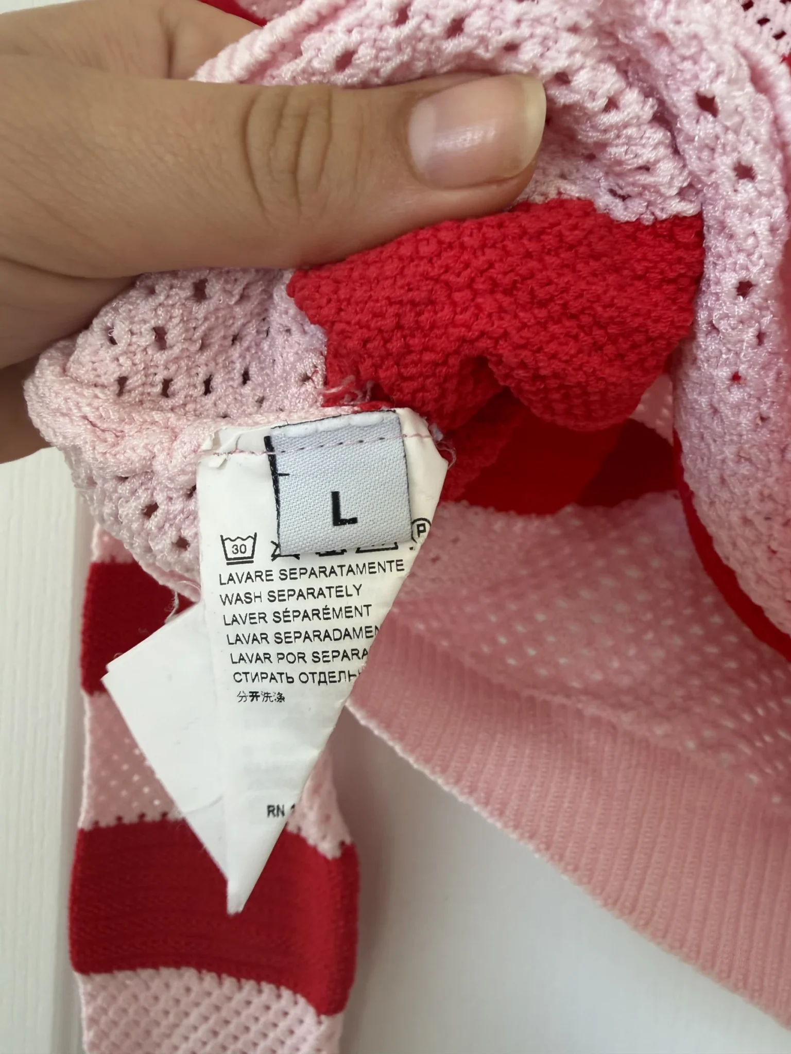 Image for Pinko women’s red and pink jumper, size L, with gold buttons