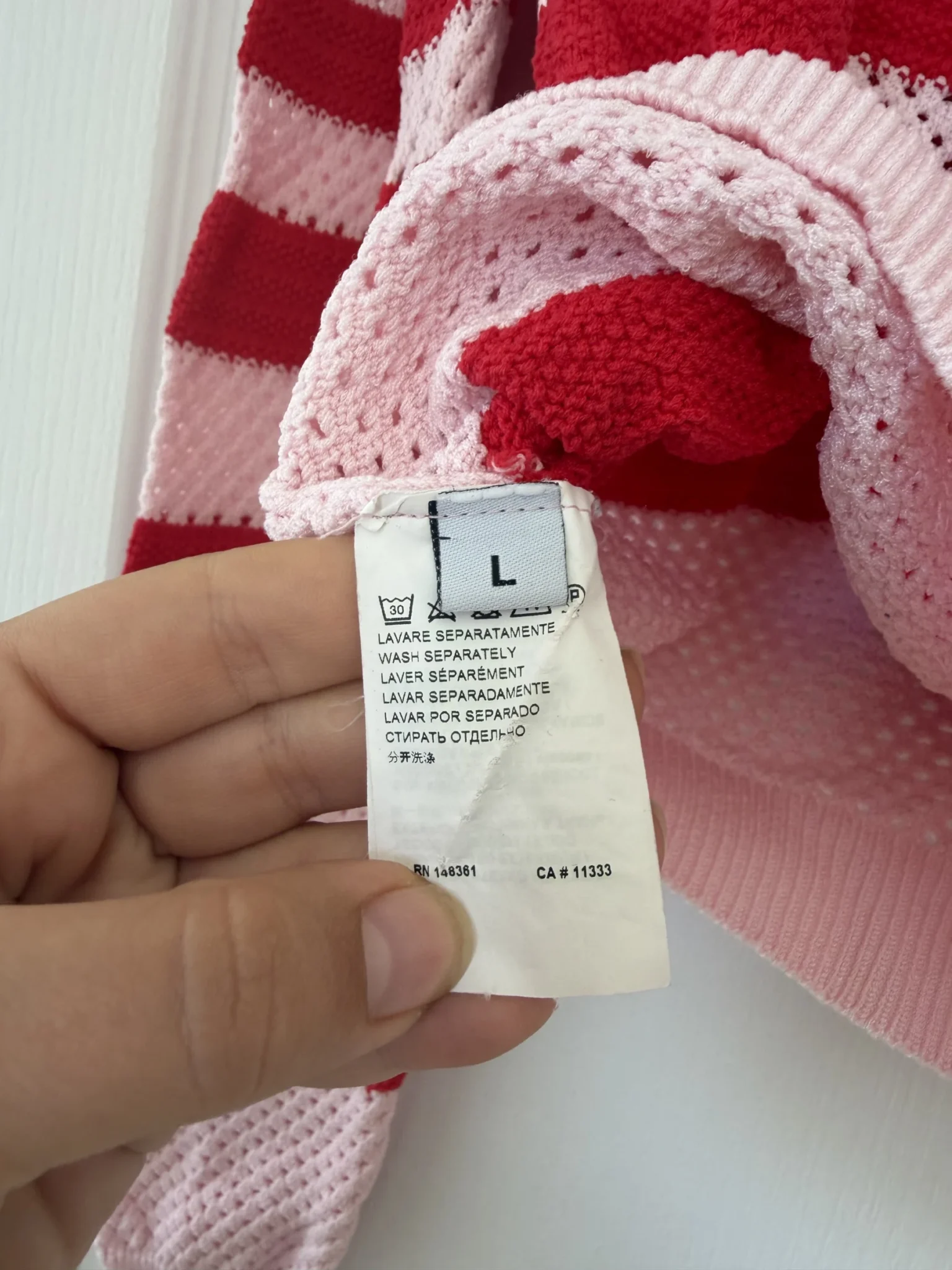 Image for Pinko women’s red and pink jumper, size L, with gold buttons