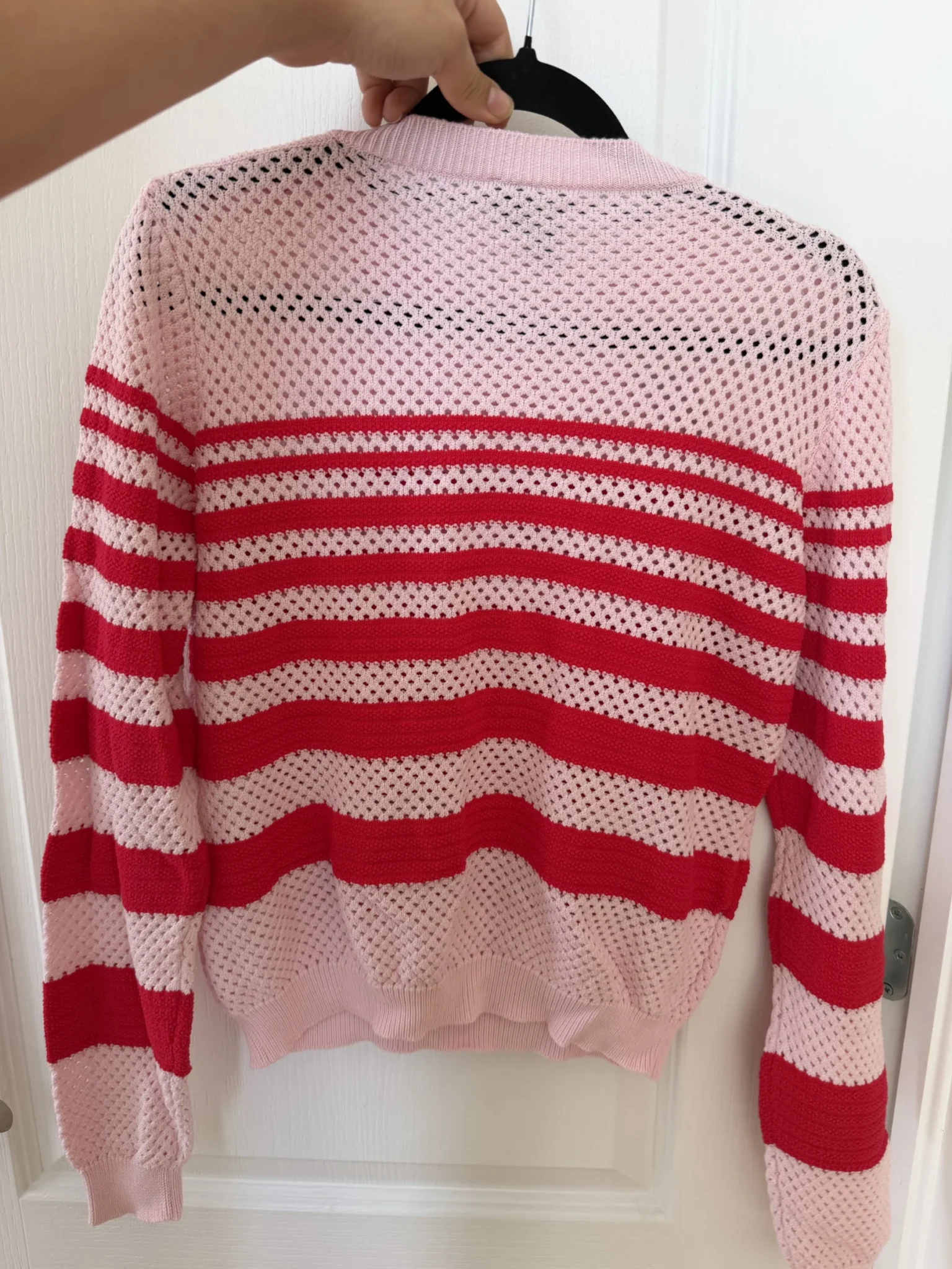 Image for Pinko women’s red and pink jumper, size L, with gold buttons