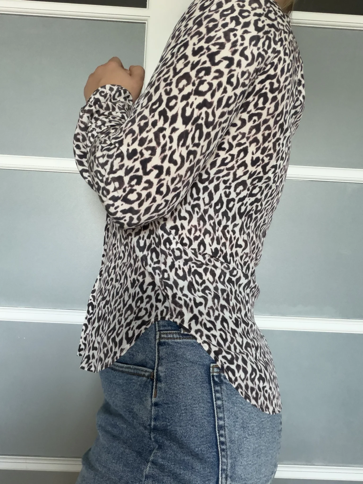 Image for Chemise Theory 100% soie motif léopard écru et marron