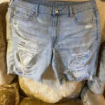 Featured thumbnail for Light blue denim jeans shorts, size 12, run large