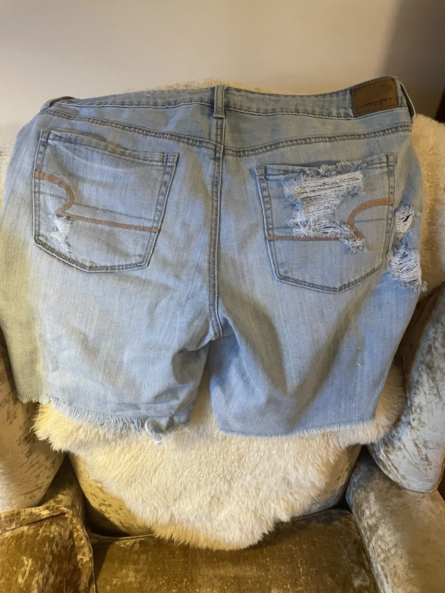 Image for Light blue denim jeans shorts, size 12, run large
