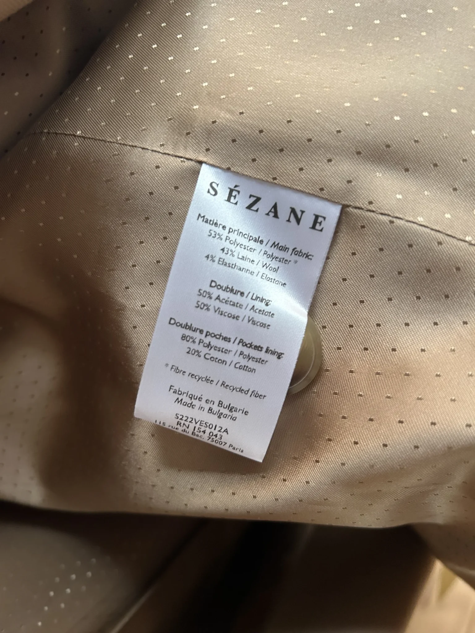 Image for Neuf Blazer Christie Camel