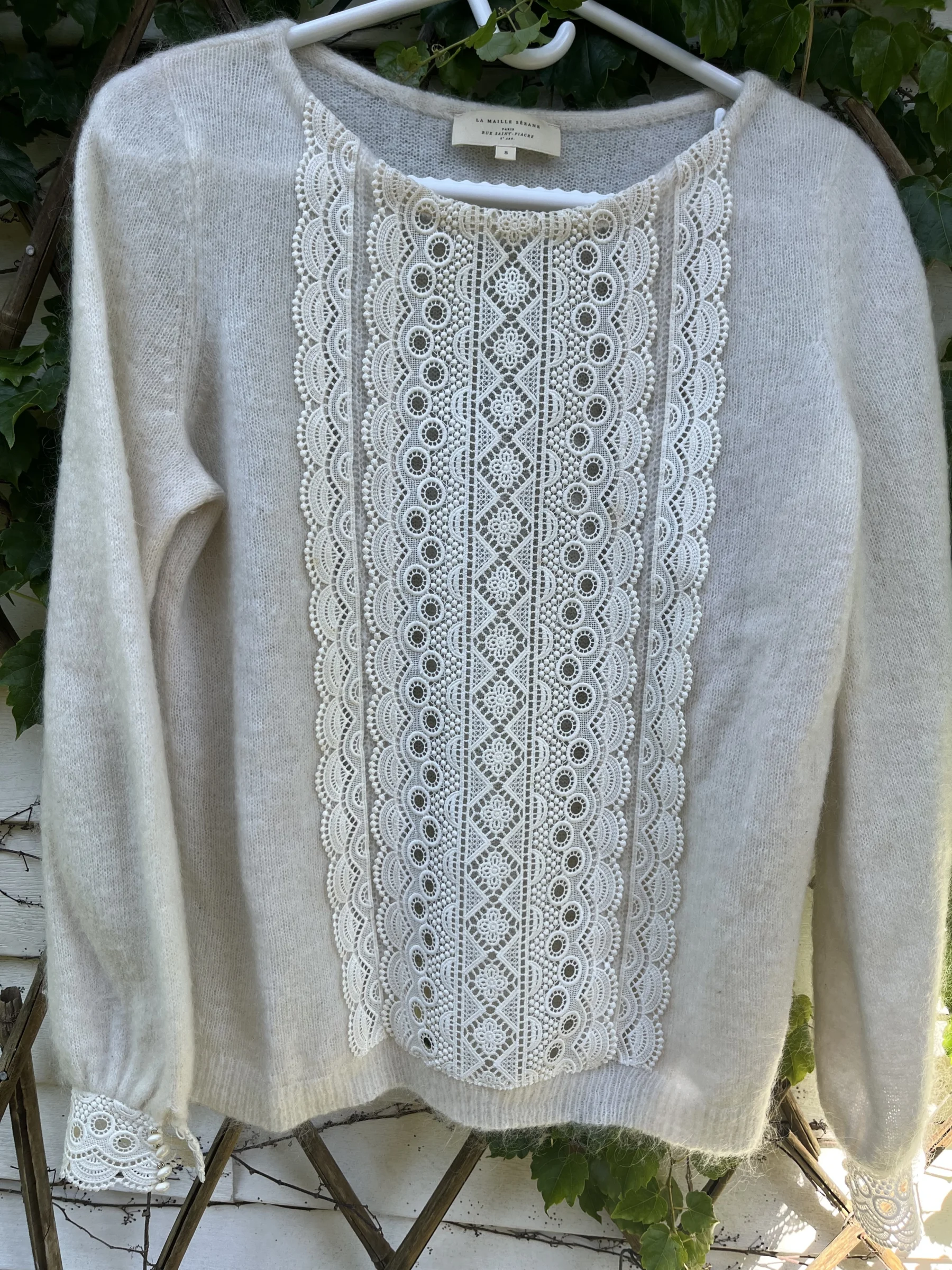 Pull Sézane en mohair et dentelle Sézane seconde main