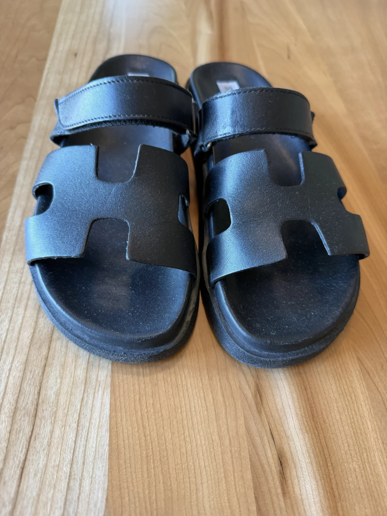 Image for Black leather sandals