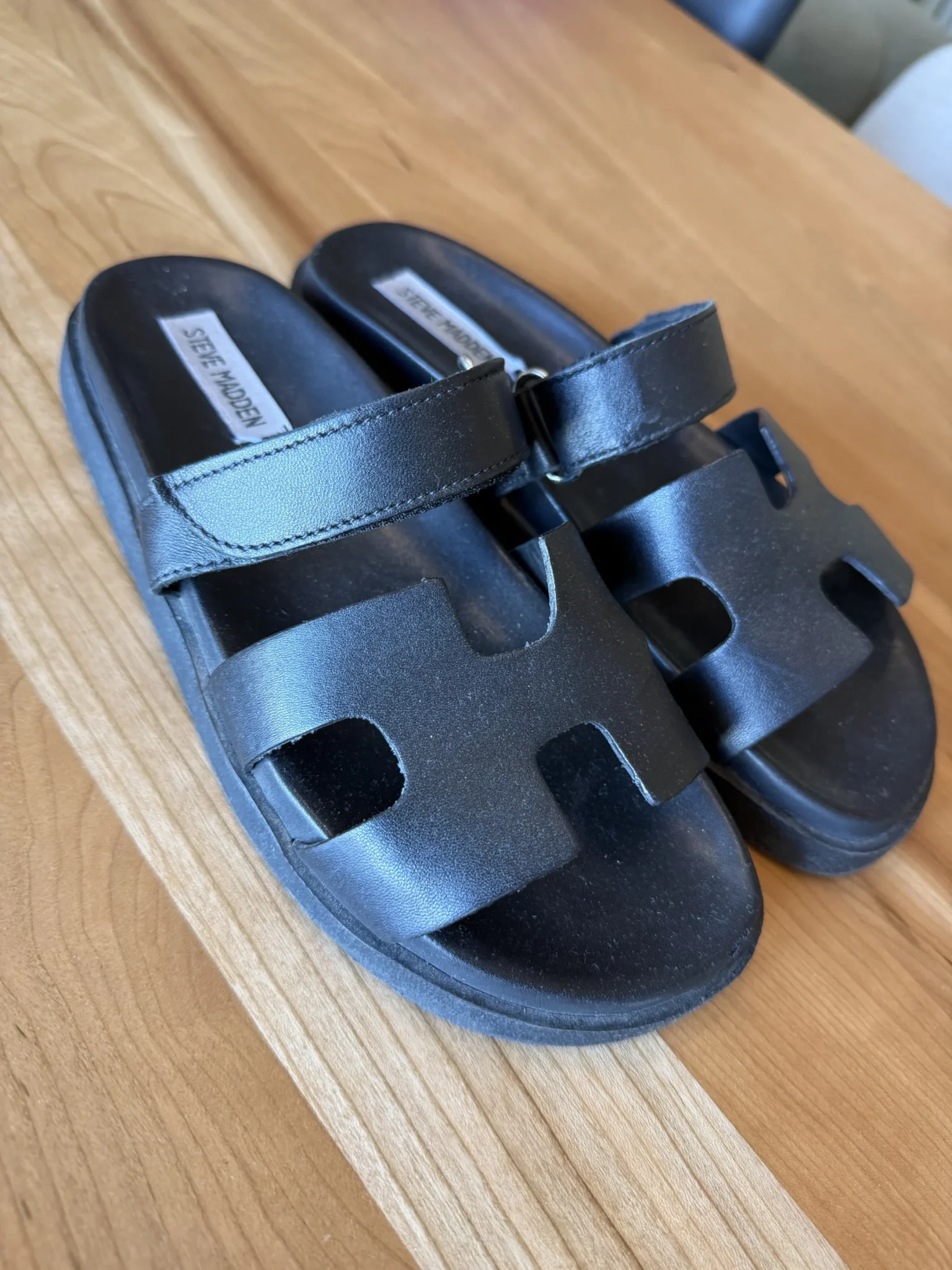 Image for Black leather sandals