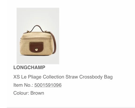 Image for Longchamp Le Pliage Straw Crossbody Bag