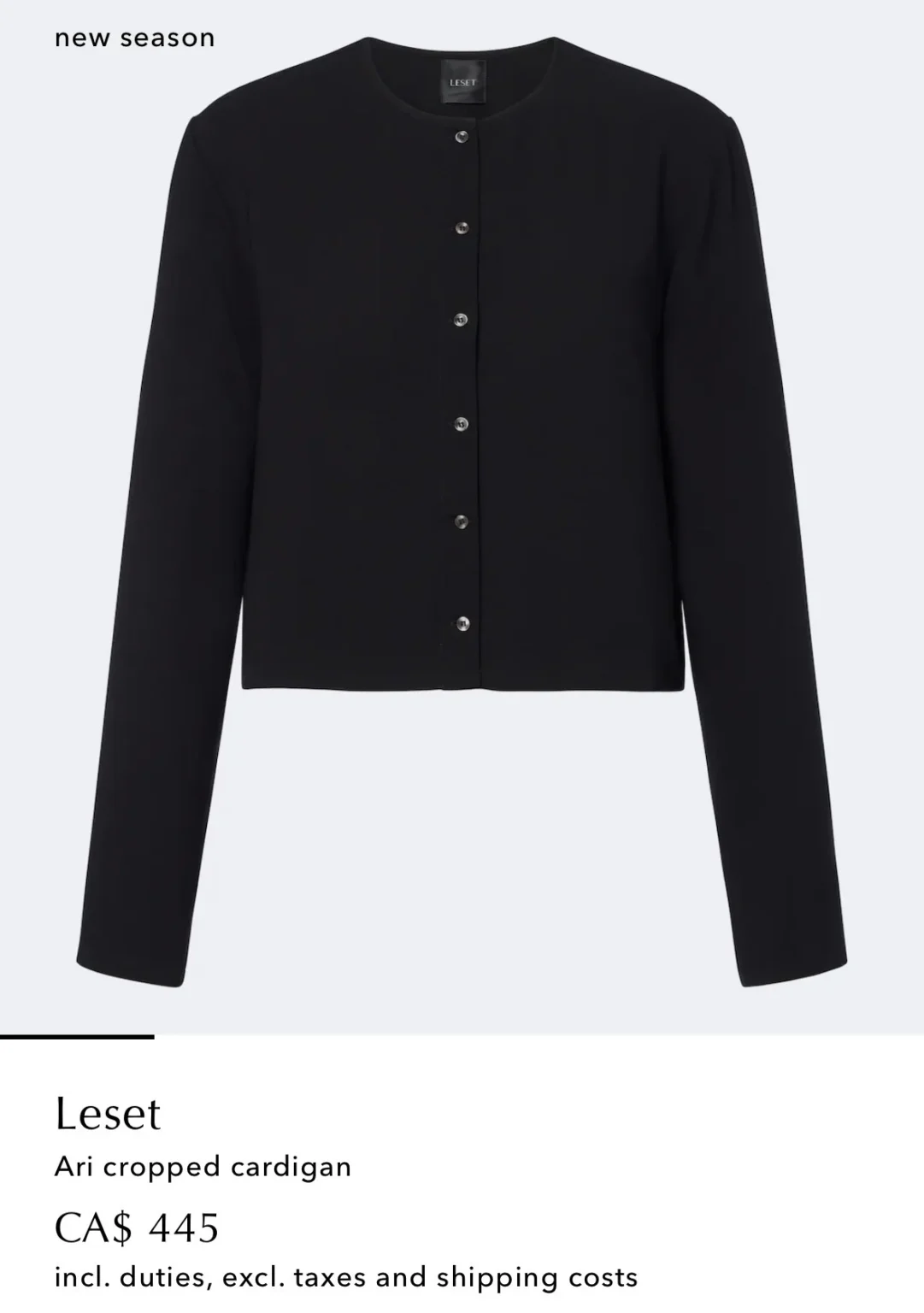 Image for Leset Ari Crop Cardigan XS