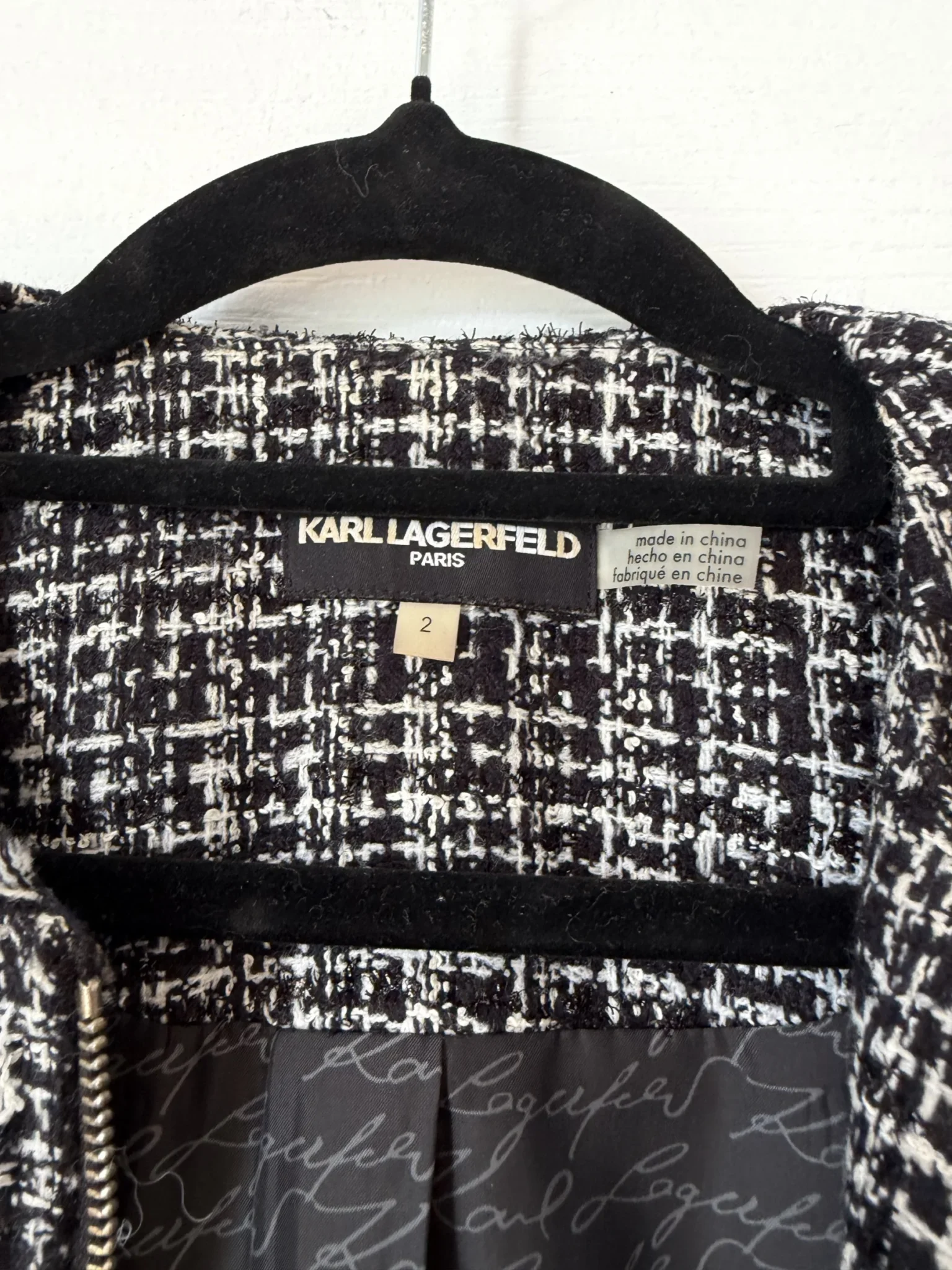 Image for Veste Karl Lagerfeld en tweed noir et blanche