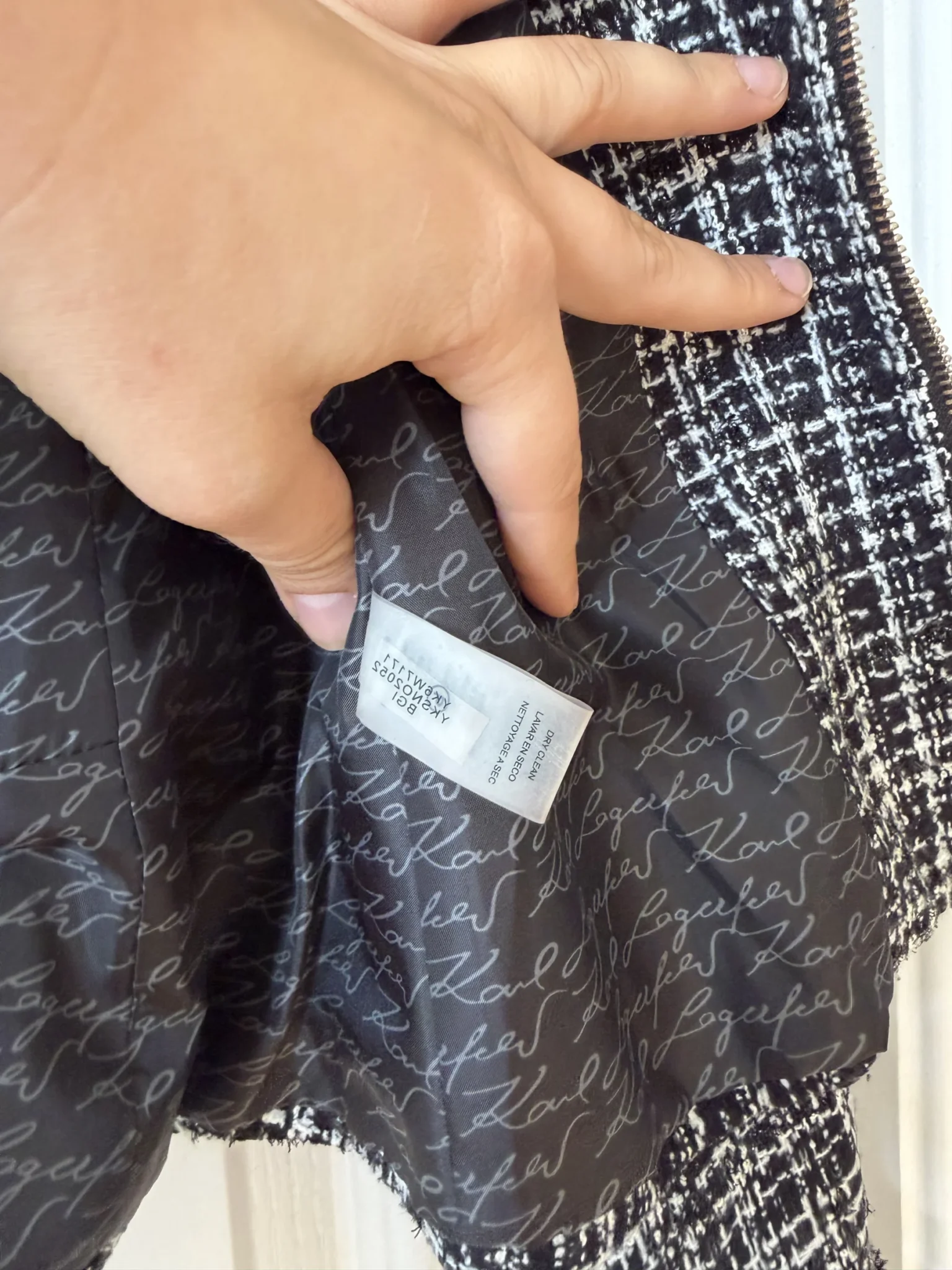 Image for Veste Karl Lagerfeld en tweed noir et blanche