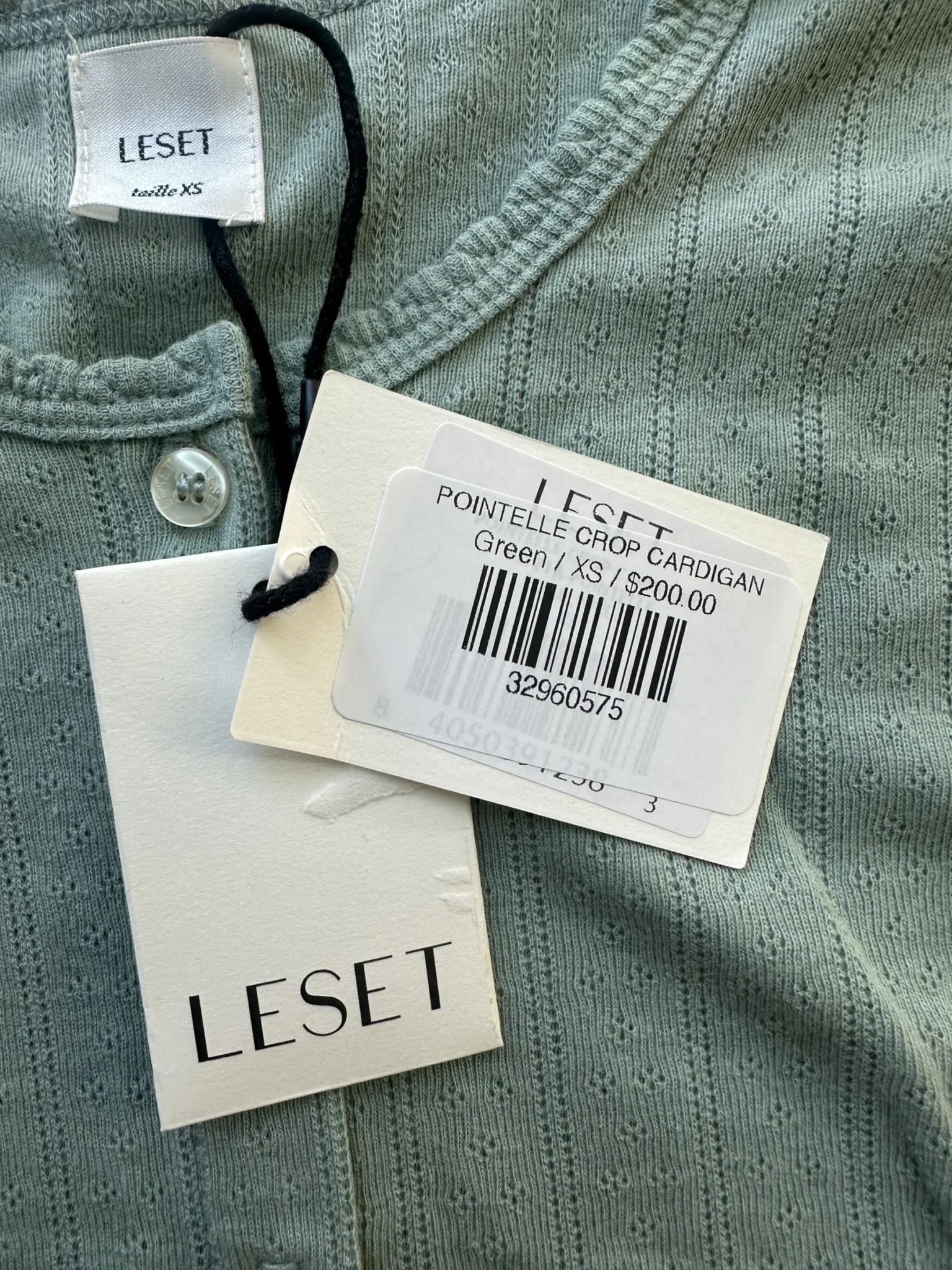 Image for Leset Pointelle Crop Cardigan XS