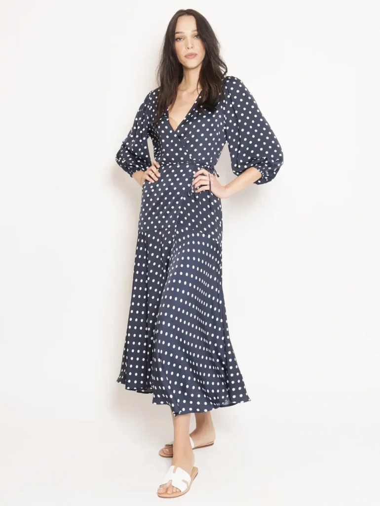 Featured image for Robe Essentiel Antwerp à pois bleu marine / blanc taille 40 FR