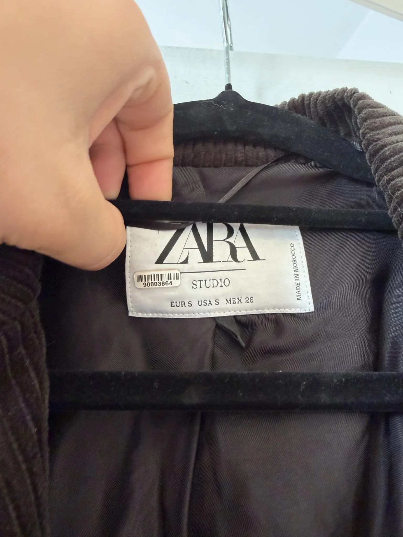 Image for Veste Zara Studio marron kaki velours côtelé taille S