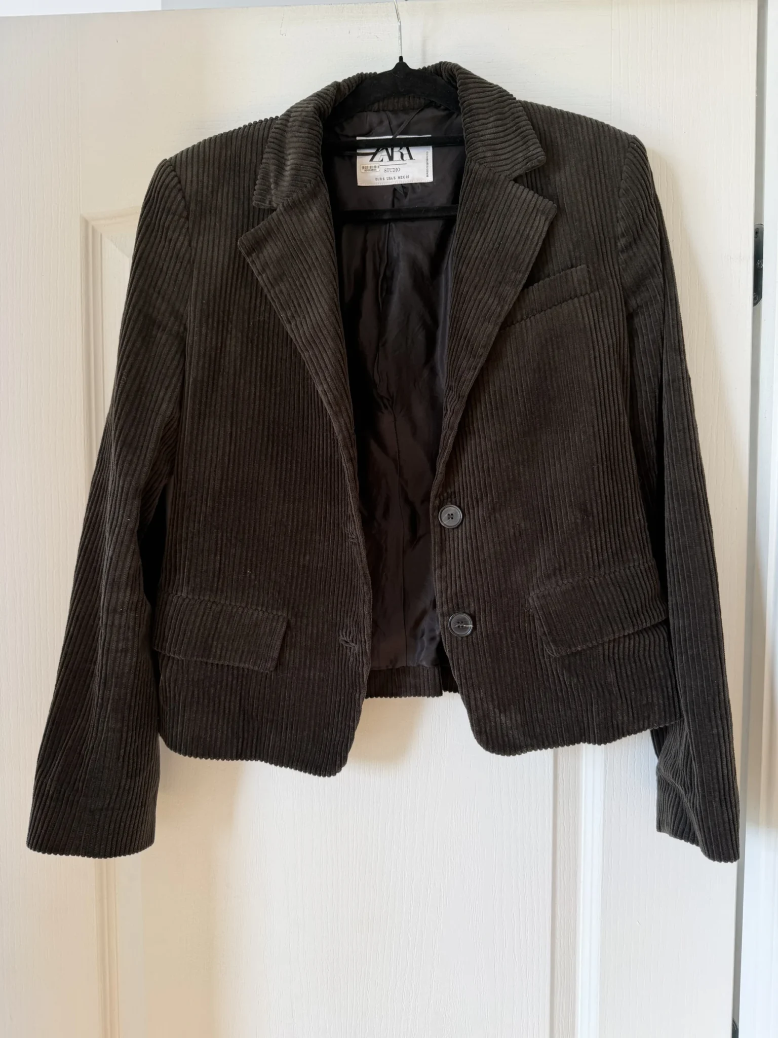 Image for Veste Zara Studio marron kaki velours côtelé taille S