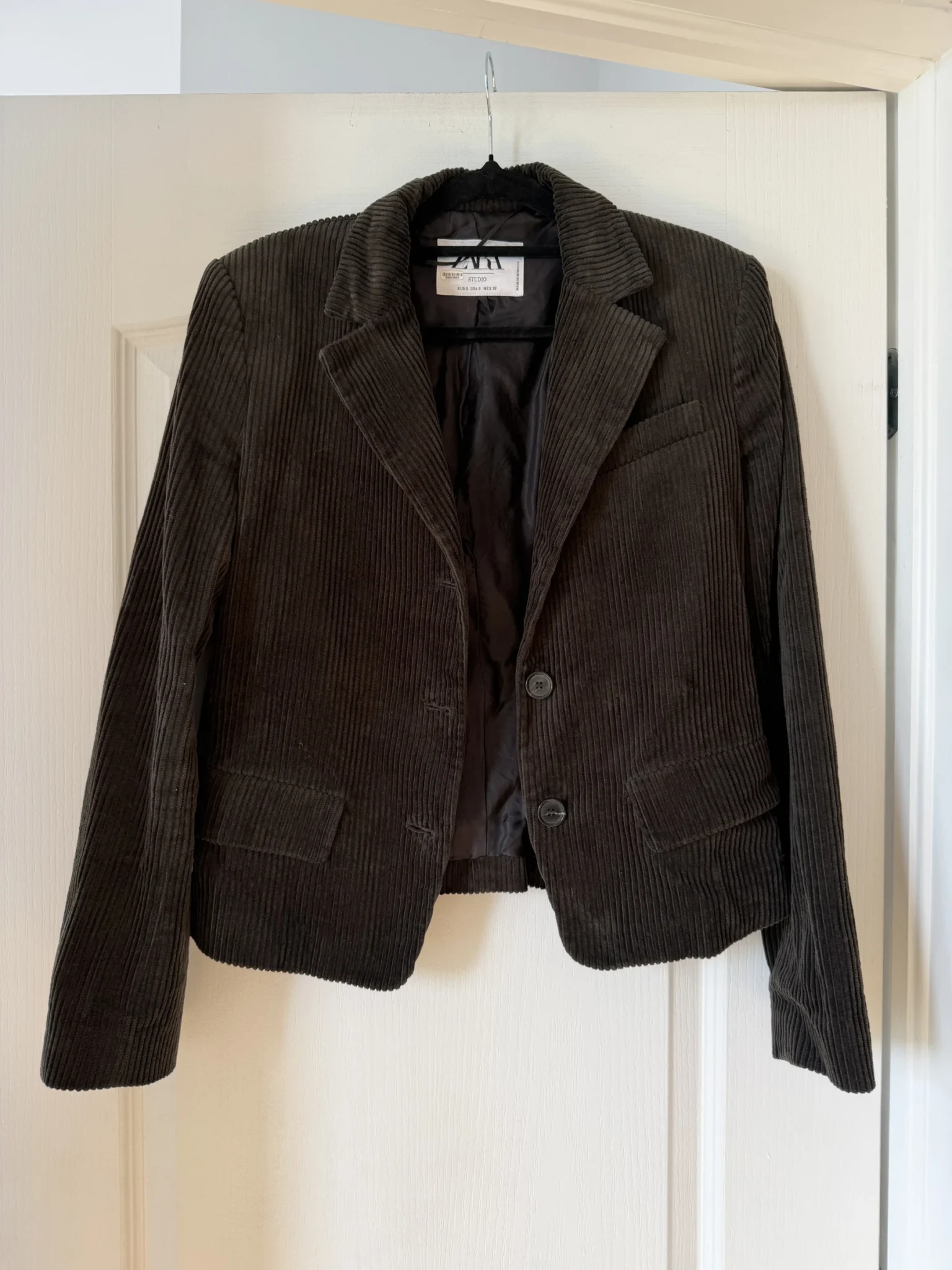 Image for Veste Zara Studio marron kaki velours côtelé taille S