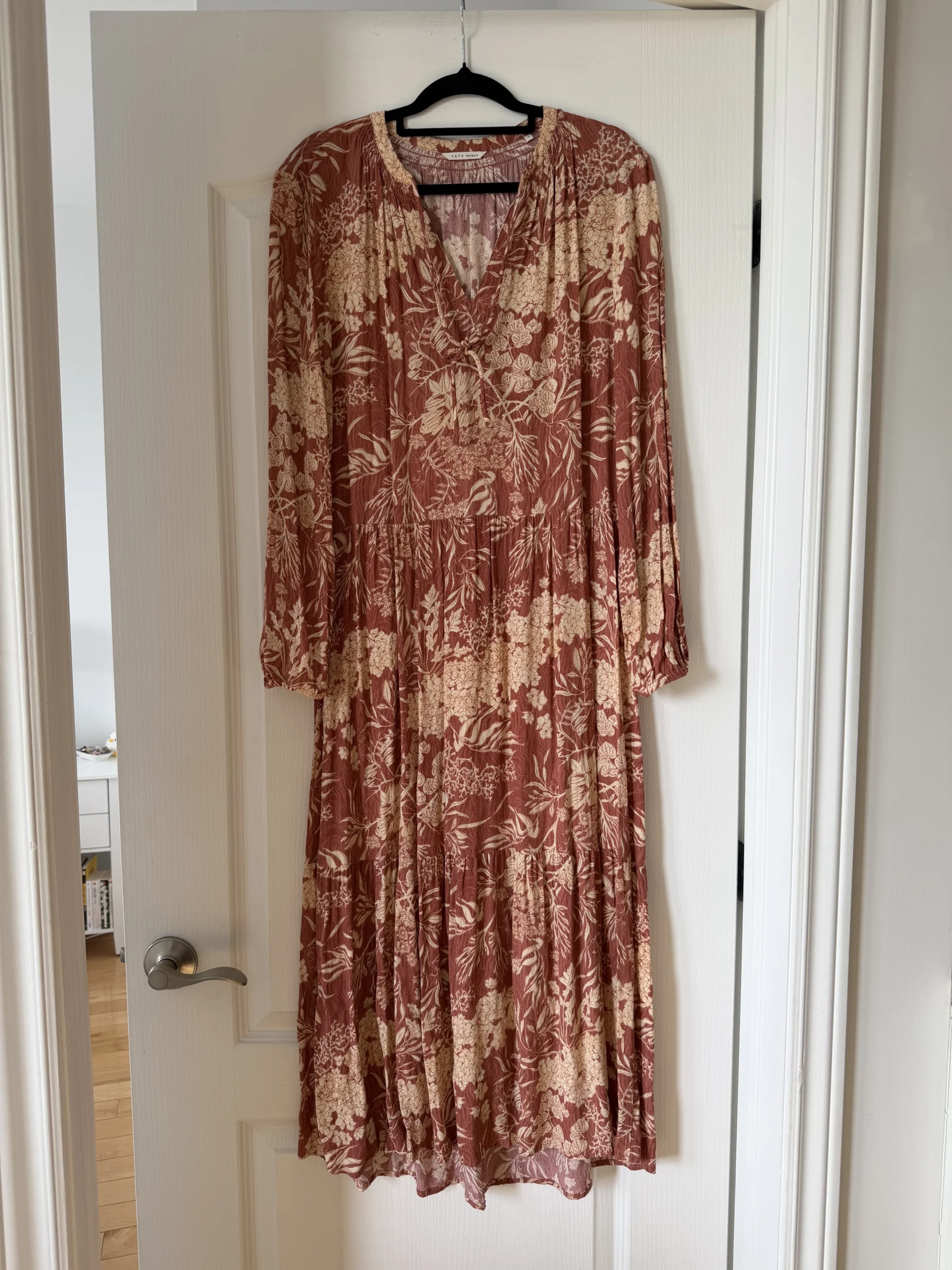 Robe Yaya Woman longue taille 34 vieux rose motif fleuris *Autre seconde main