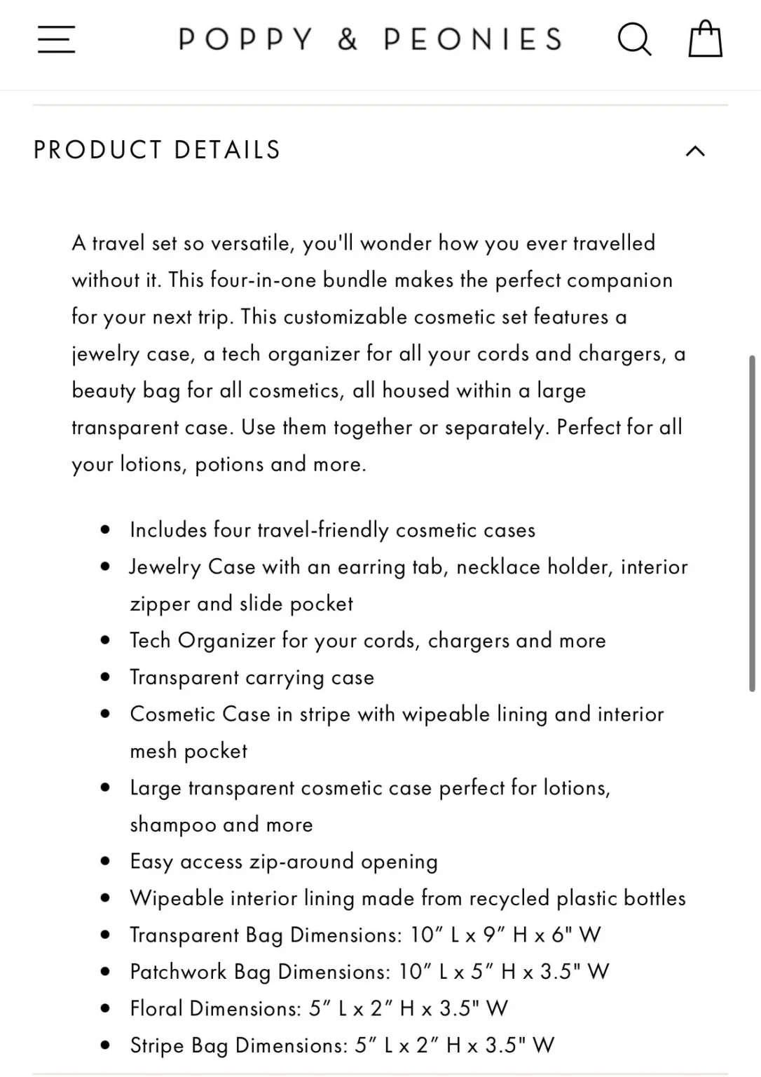 Image for Poppy & Peonies Getaway Cosmetic Set