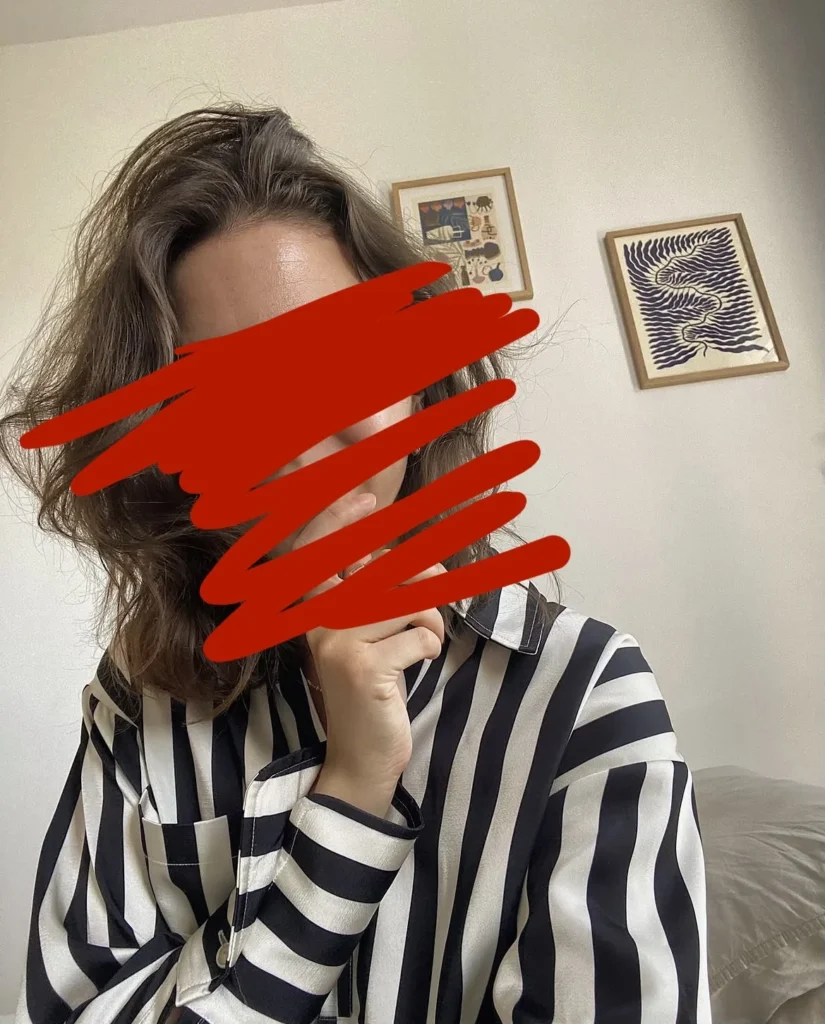 Image for Cream and navy blue blouse