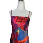 Thumbnail for JOIE SATIN BOHO VACATION TROPICAL CAMI MIDI DRESS
