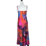 Thumbnail for JOIE SATIN BOHO VACATION TROPICAL CAMI MIDI DRESS