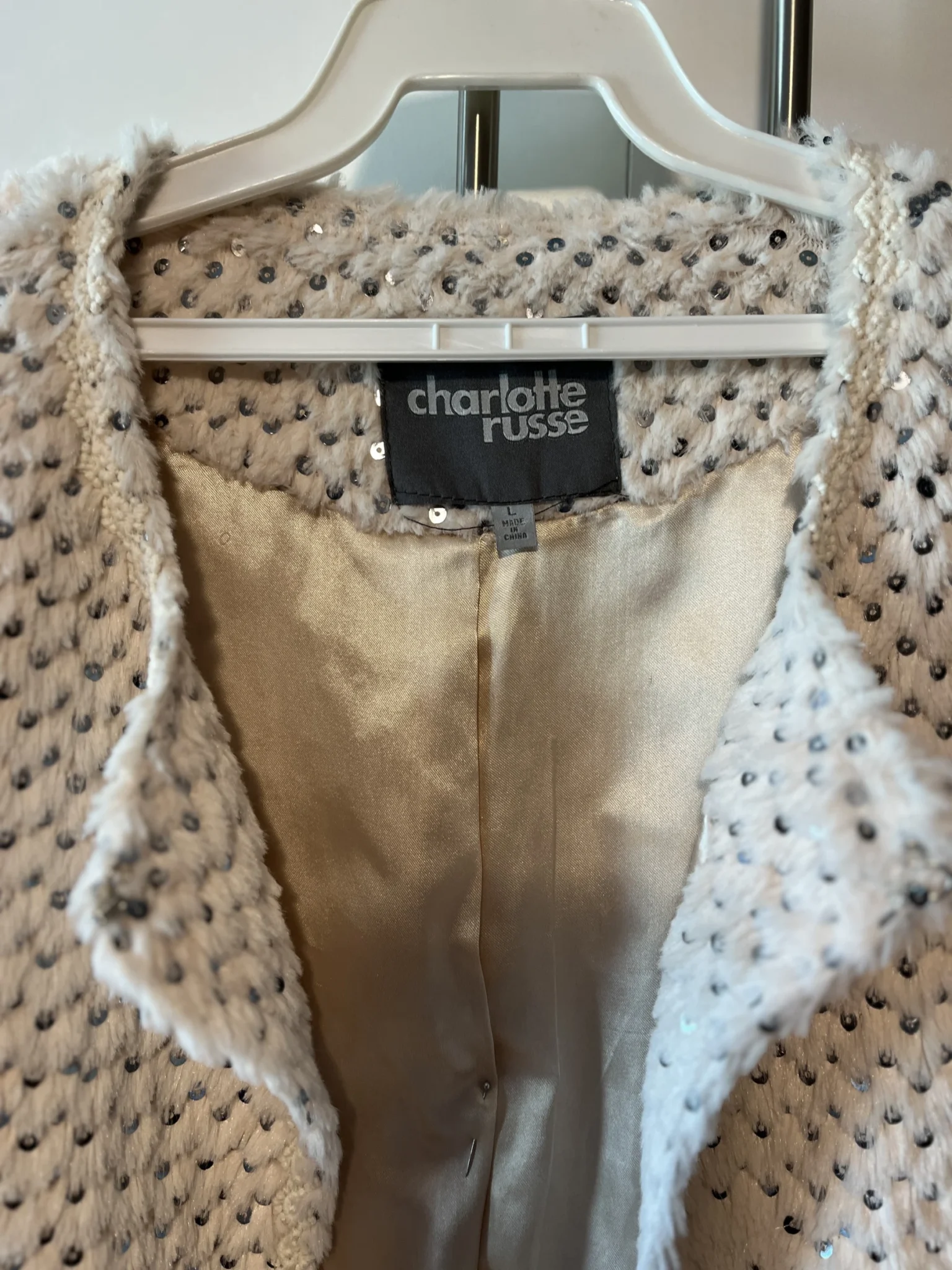 Image for Veston court blanc-crème à paillettes - Charlotte russe