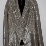 Featured thumbnail for HOUSE OF HARLOW Double-breasted sequinned blazer in Champagne, size M, evening glamour