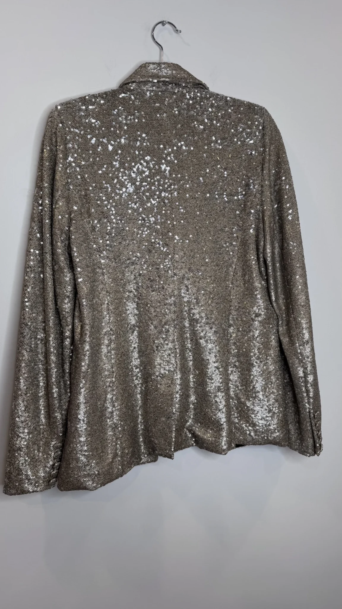 Image for HOUSE OF HARLOW Double-breasted sequinned blazer in Champagne, size M, evening glamour