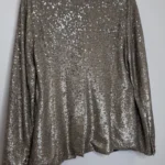 Thumbnail for HOUSE OF HARLOW Double-breasted sequinned blazer in Champagne, size M, evening glamour