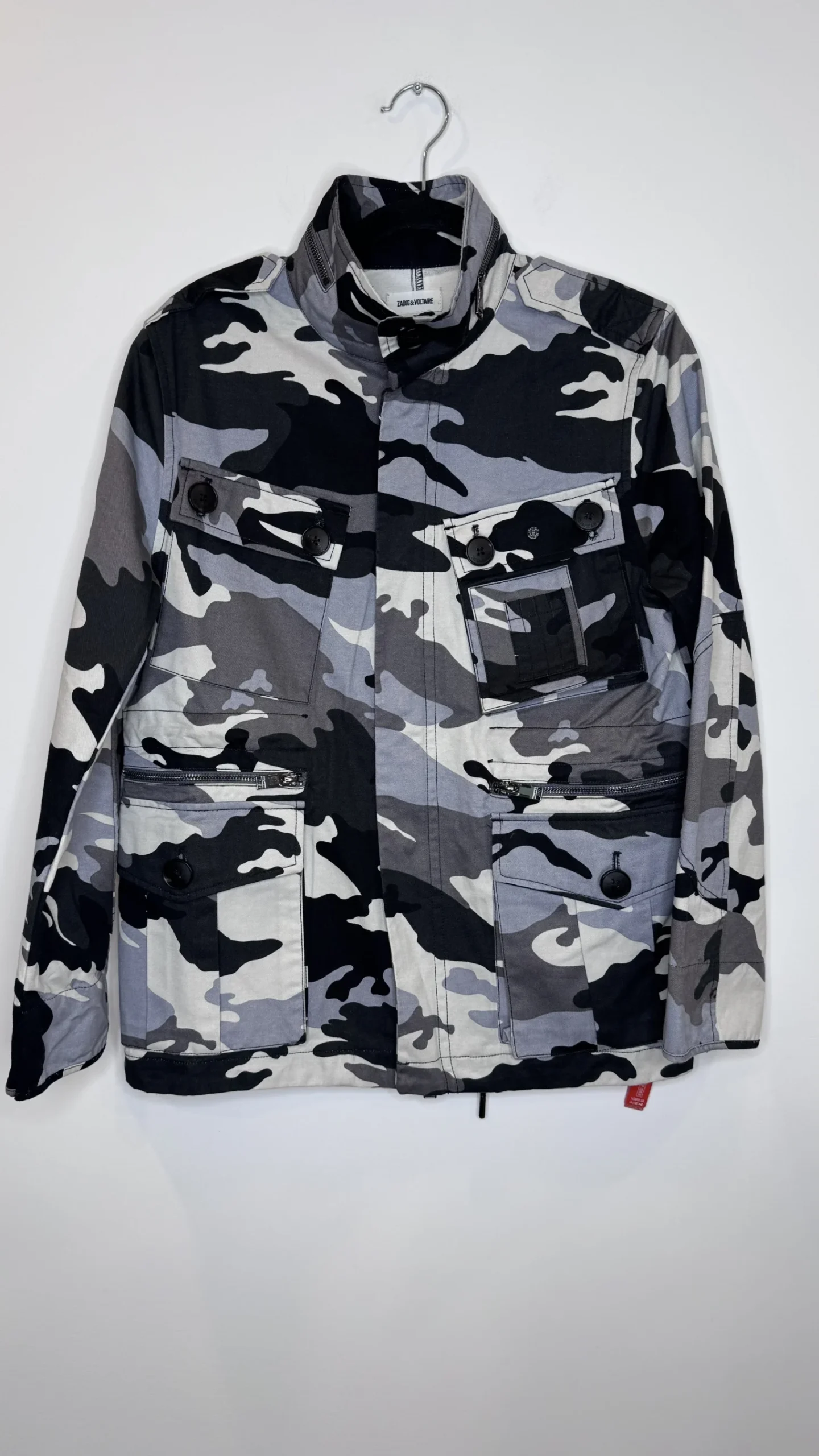 Zadig Voltaire Black And Gray Kola Camo Jacket Womens Size Small Zadig and Voltaire seconde main