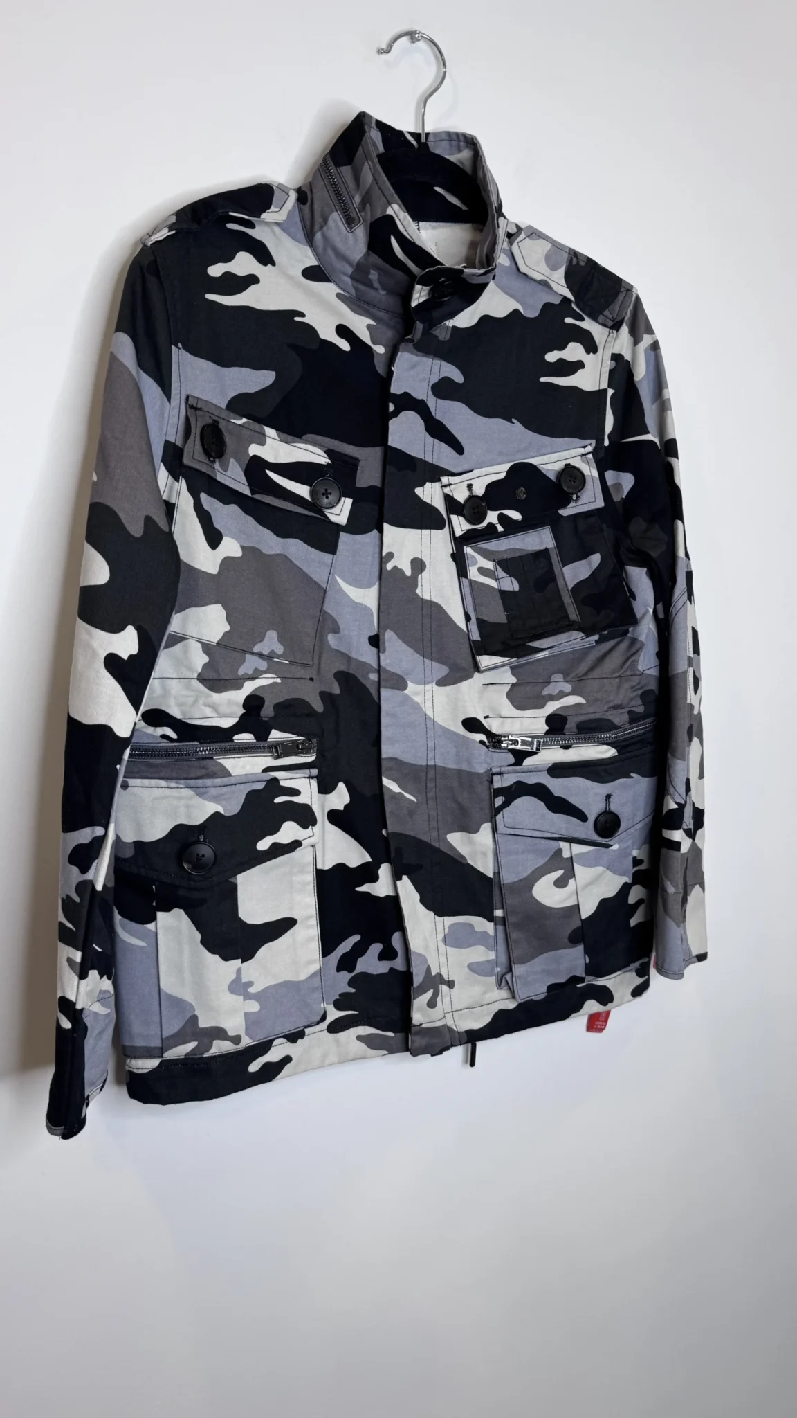 Image for Zadig & Voltaire Black and Grey Kola Camo Jacket, Women’s Size Small