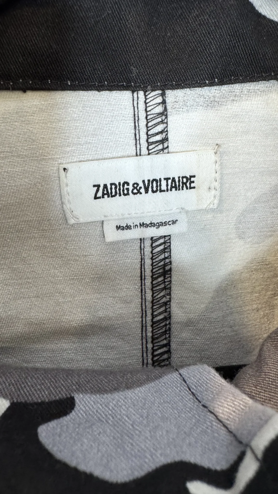 Image for Zadig & Voltaire Black and Grey Kola Camo Jacket, Women’s Size Small