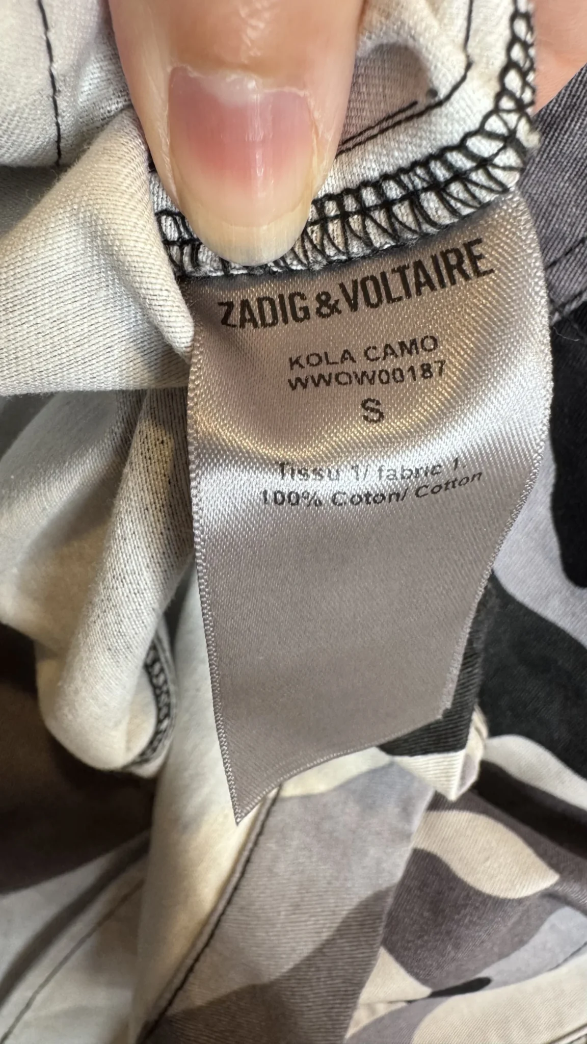 Image for Zadig & Voltaire Black and Grey Kola Camo Jacket, Women’s Size Small