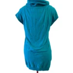 Thumbnail for TWIK – Tunique turquoise en coton – Style sport-chic, col bénitier, coupe longue, poches latérales – Médium