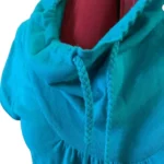 Thumbnail for TWIK – Tunique turquoise en coton – Style sport-chic, col bénitier, coupe longue, poches latérales – Médium