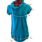 Thumbnail for TWIK – Tunique turquoise en coton – Style sport-chic, col bénitier, coupe longue, poches latérales – Médium