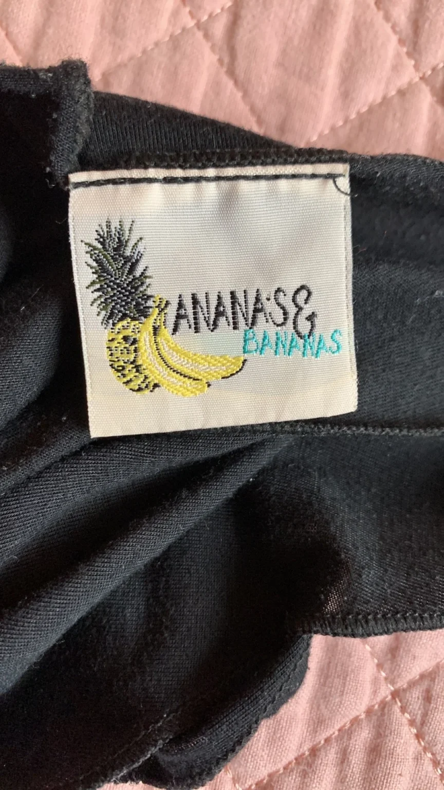Image for ANANAS AND BANANAS - Débardeur-Tunique Noir Imprimé Flamant Rose Boho Asymétrique Medium