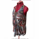 Thumbnail for Débardeur sans manches Tunique Bohème Paisley Rouge Noir Sangle Boucle Style Boho Medium