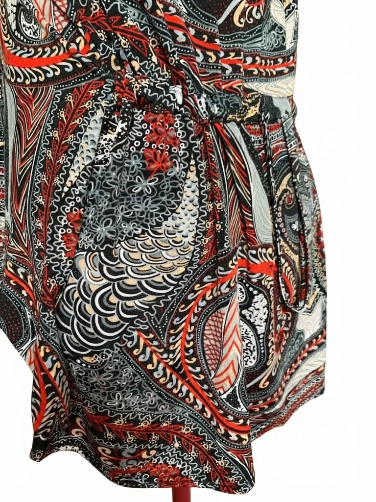 Image for Débardeur sans manches Tunique Bohème Paisley Rouge Noir Sangle Boucle Style Boho Medium