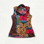 Featured thumbnail for SAN FRANCISCO - Haut Tunic  Col Bénitier Multicolore Imprimé Rétro Patchwork Style Boho - Large