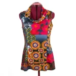 Thumbnail for SAN FRANCISCO - Haut Tunic  Col Bénitier Multicolore Imprimé Rétro Patchwork Style Boho - Large